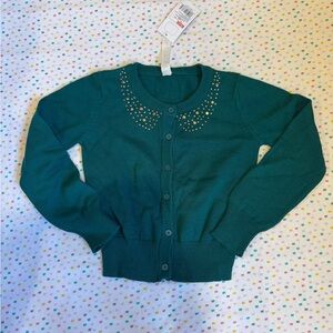Green Embellished kid’s Sweater